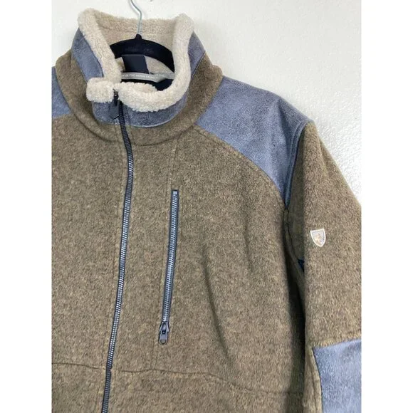 Kuhl Mens Alpenwurx Fleece Full Zip Jacket Size Medium Brown Faux Sherpa Outdoor - Picture 7 of 16